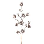 Decorative fir branch JORFEN with cones, snow-covered, white-brown, 24"/60cm