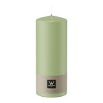 Block candle MAEVA, pastel green, 8"/20cm, Ø3.1"/7.8cm, 119h - Made in Germany