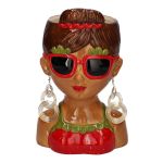 Flower vase in the shape of a female bust LENEA made of ceramic, multicoloured, 6"x5.1"x9"/15x13x23,5cm