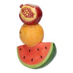 Single stem vase Pomegranate orange watermelon TILLAS made of ceramic, red-yellow-green, 5.8"x3.1"x8"/14,8x8x21cm