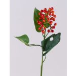 Decorative elderberry branch HOLDA with berries, orange, 18"/45cm