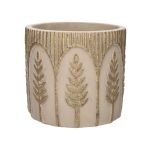 Beton Blumentopf SAPERO mit Ähren, greige-gold, 10cm, Ø11cm