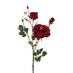 Decorative rose branch FRALGO, red, 26"/65cm