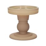 Glass pillar candle holder KLEOFINA, with base, mat beige, 3.3"/8.5cm, Ø3.3"/8.5cm