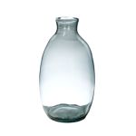 Bottle vase NERRASITA made of glass, with grooves, recycled, clear, 12"/29.5cm, Ø7.1"/18cm