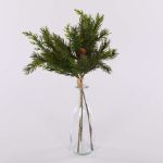 Artificial cryptomeria bunch KIGANJA with cones, green, 14"/35cm