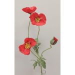 Fake poppy branch OXANDRINE, red, 24"/60cm