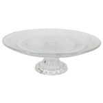 Glass cake plate ALVATIR with foot, pattern, clear, 3.7"/9,3cm, Ø11"/29cm