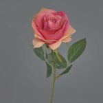 Artificial flower rose SIMONY, salmon-pink, 18"/45cm, Ø3.1"/8cm