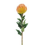 Artificial flower pincushion – Protea XIFANG, orange-yellow, 75 cm, Ø10 cm