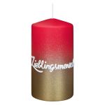 Sentiment candle JARDENA, favourite person in German, antique red-gold, 5.1"/13cm, Ø2.8"/7cm, 52h