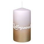 Sentiment candle JARDENA, favourite person in German, pale pink-gold, 5.1"/13cm, Ø2.8"/7cm, 52h