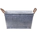 Rectangular BIMETO planter with handles, grooves, zinc, silver, 29x19x15cm