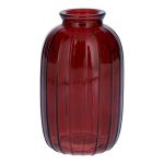 SILVINA decorative glass bottle, ribbed, burgundy-clear, 12 cm, Ø 7 cm