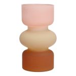 Colourful vase NEVOLINKI, glass, pink-beige-brown-matt, 7"/18cm, Ø4.1"/10,5cm