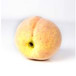 Plastic peach CAITLIN, red-yellow, 3"/7,5cm, Ø 3"/7,5cm