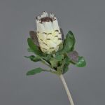 Textile flower Protea NELLI, white-yellow, 30"/75cm, Ø 3.1"/8cm