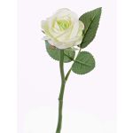 Artificial flower rose GABI, cream-green, 12"/30cm, Ø2.4"/6cm