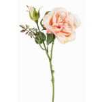 Artificial cabbage rose JUDY, cream-pink, 16"/40cm, Ø3.5"/9cm