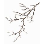 Artificial magnolia branch KOTORI, white, grey, 30"/75cm, Ø0.2"-0.4"/0.5-1cm