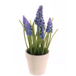 Kunst Muscari ARABELLA im Dekotopf, lila-blau, 25cm, Ø2-3cm