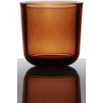 Tealight holder NICK, cylinder/round, orange transparent, 3"/7,5cm, Ø3"/7,5cm