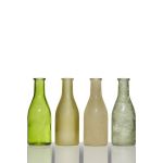 Set of 4 bottles ANYA, cylinder/round, green-yellow, 10"x2.4"x7"/26,5x6x18cm