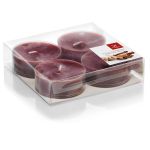 Set of 4 maxi tea lights / Scented tea lights ASTRID, bordeaux, 0.7"/1,9cm, Ø 2.2"/5,7cm, 8h