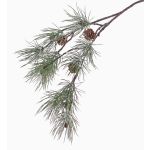 Decorative fir branch CALEB with cones, iced, 31"/80cm