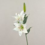 Plastic flower tiger lily EMIKO, white, 26"/65cm, Ø5.1"/13cm