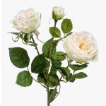 Textile flower rose branch CALISTA, cream, 24"/60cm