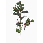 Decorative Ilex branch TIBAR with berries, green, 30"/75cm