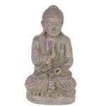 Buddha figure SHANTA, sitting meditating, grey, 18"/45cm
