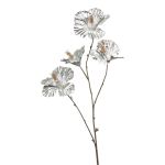 Artificial hibiscus KEALANI, metallic silver-gold, 31"/80cm