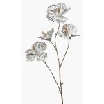 Artificial hibiscus KEALANI, metallic silver-gold, 31"/80cm