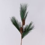 Plastic pine branch AZMERA with cones, green, 26"/65cm
