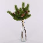 Fake bunch of fir branches BERHANE with cones, green, 14"/35cm