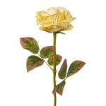 Decorative flower rose DRINT, green-cream, 24"/60cm, Ø4.1"/10.5cm