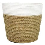 Basket planter DOMINGA, white-beige, 5"/13cm, Ø6,5"/16cm