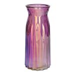 Glass table vase RUBIE, violet-iridescent-clear, 9"/24cm, Ø4.3"/11cm