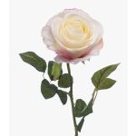 Faux rose BRUNETTE, white-pink, 28"/70cm, Ø4.3"/11cm
