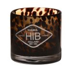 Wax candle RENITA in tealight glass, orange-brown-clear, 3.1"/8cm, Ø3.1"/8cm