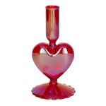 Glas Kerzenständer ELIZZA in Herzform, mit Fuß, irisierend-rot, 8,5x8,5x16,5cm