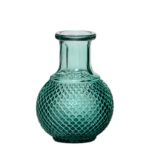 DONKA glass bottle, diamond pattern, turquoise-transparent, 11.5 cm, Ø 8.5 cm