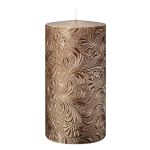 Block candle VALENTIANO, floral pattern, rose gold, 5.1"/13cm, Ø2.7"/6.8cm, 52 hours - Made in Germany