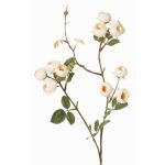False cabbage rose branch LORRAINE, Eco Collection, cream-yellow, 24"/60cm, Ø1.2"/3cm