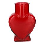 FILIPA heart-shaped decorative glass vase, with base, red-transparent, 15.5 x 8 x 22 cm