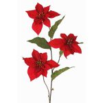 Velvet Poinsettia decorative branch TONZI, red, 31"/80cm, Ø5.9"/15cm