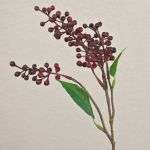 Decorative elderberry branch TEITH with berries, burgundy, 16"/40cm