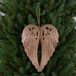Acrylic ornament Angel wings FASITA, glitter, gold, 5.9"/15cm
